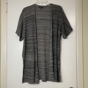 Eileen Fisher Short sleeve open front gray sweater cardigan S/M